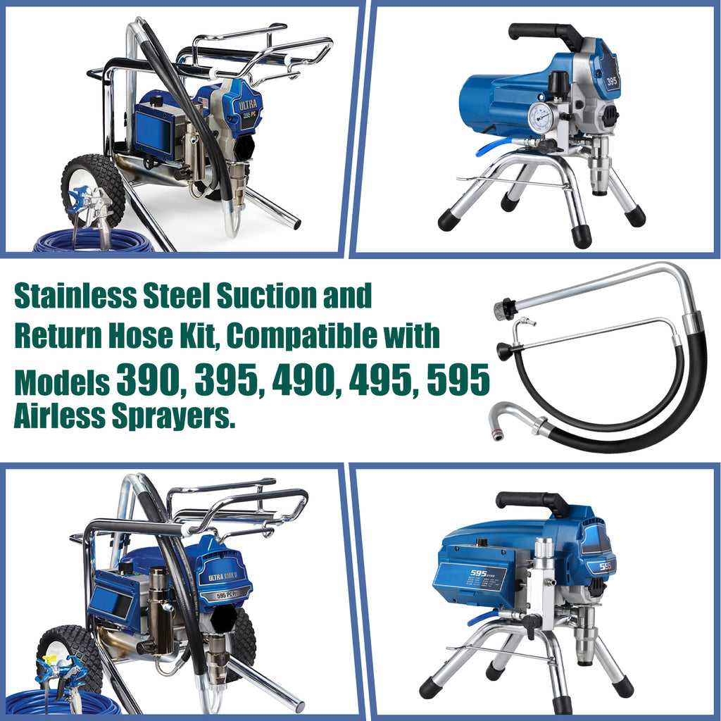 Stainless Steel Suction & Return Hose Kit for Graco Ultra Max II 390 395 490 495 595 | Professional Reflux Line