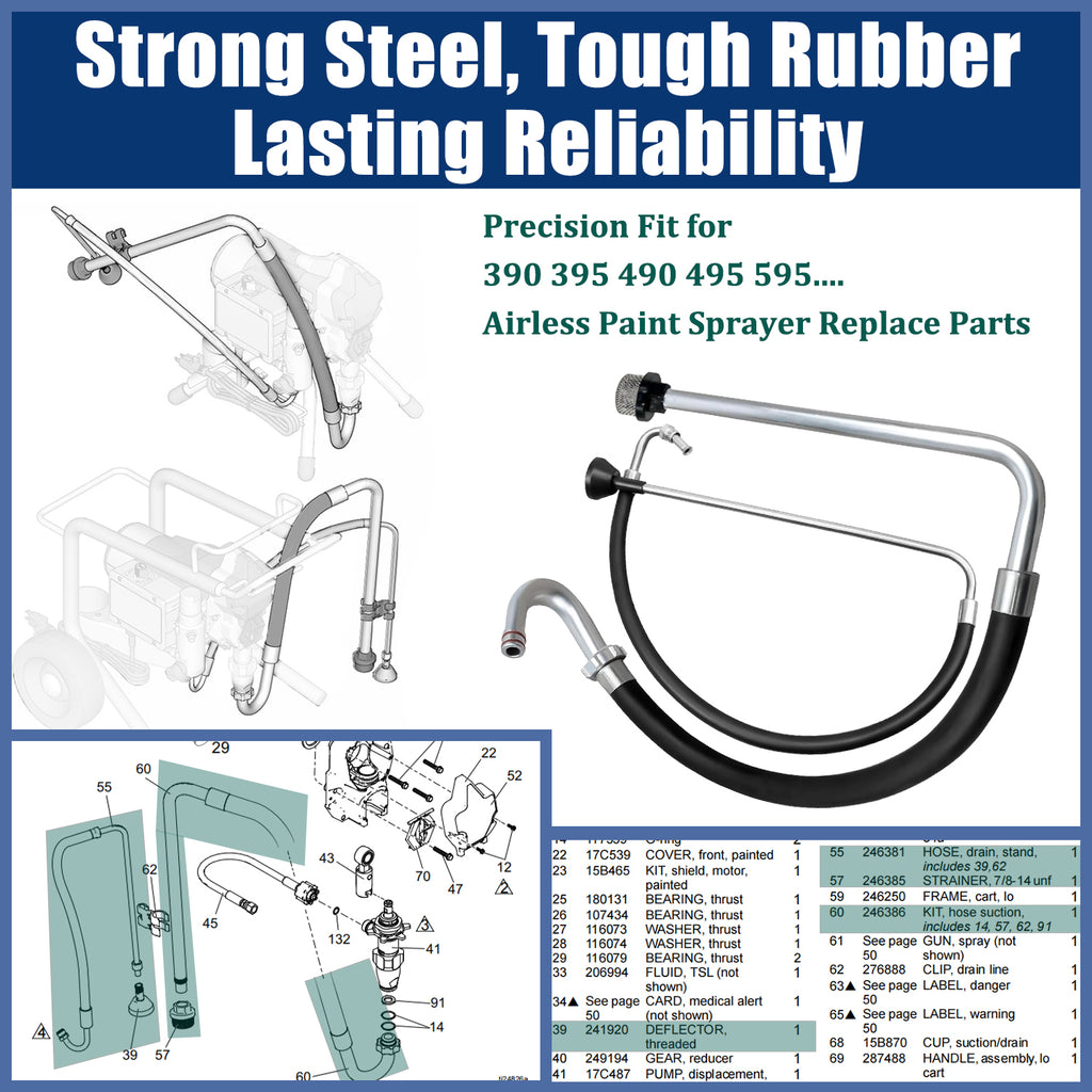 Stainless Steel Suction & Return Hose Kit for Graco Ultra Max II 390 395 490 495 595 | Professional Reflux Line