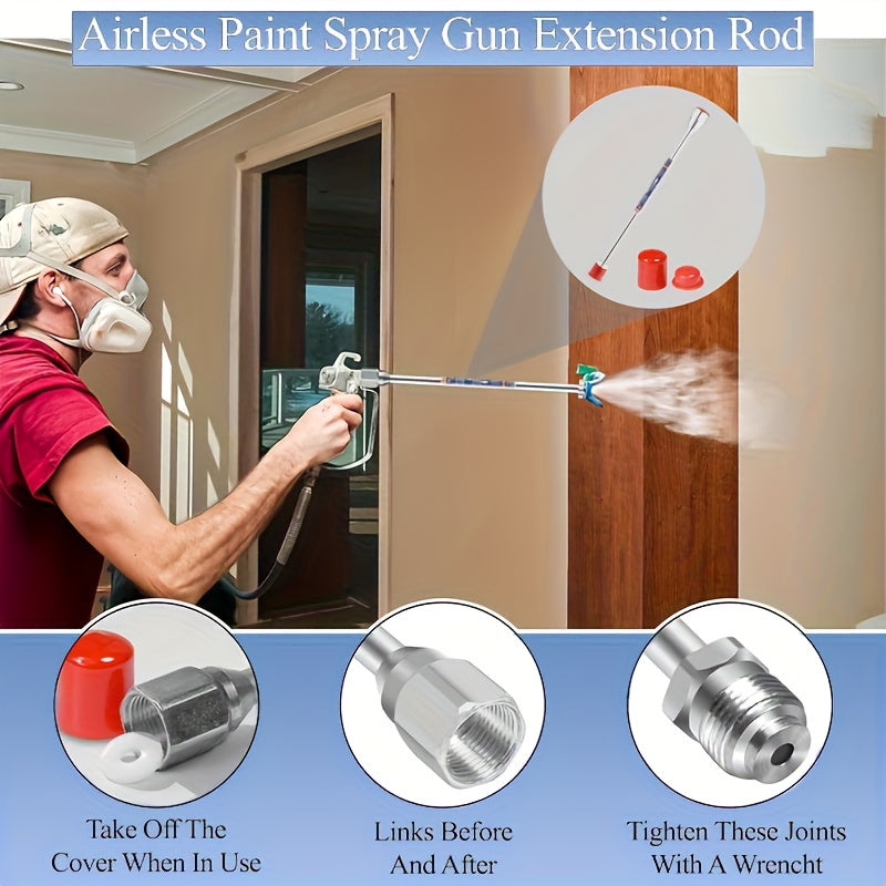 Professional Airless Paint Sprayer Extension Pole Set - 3-Pack (8", 12", 20") High-Strength Aluminum Rods for Graco Titan Wagner
