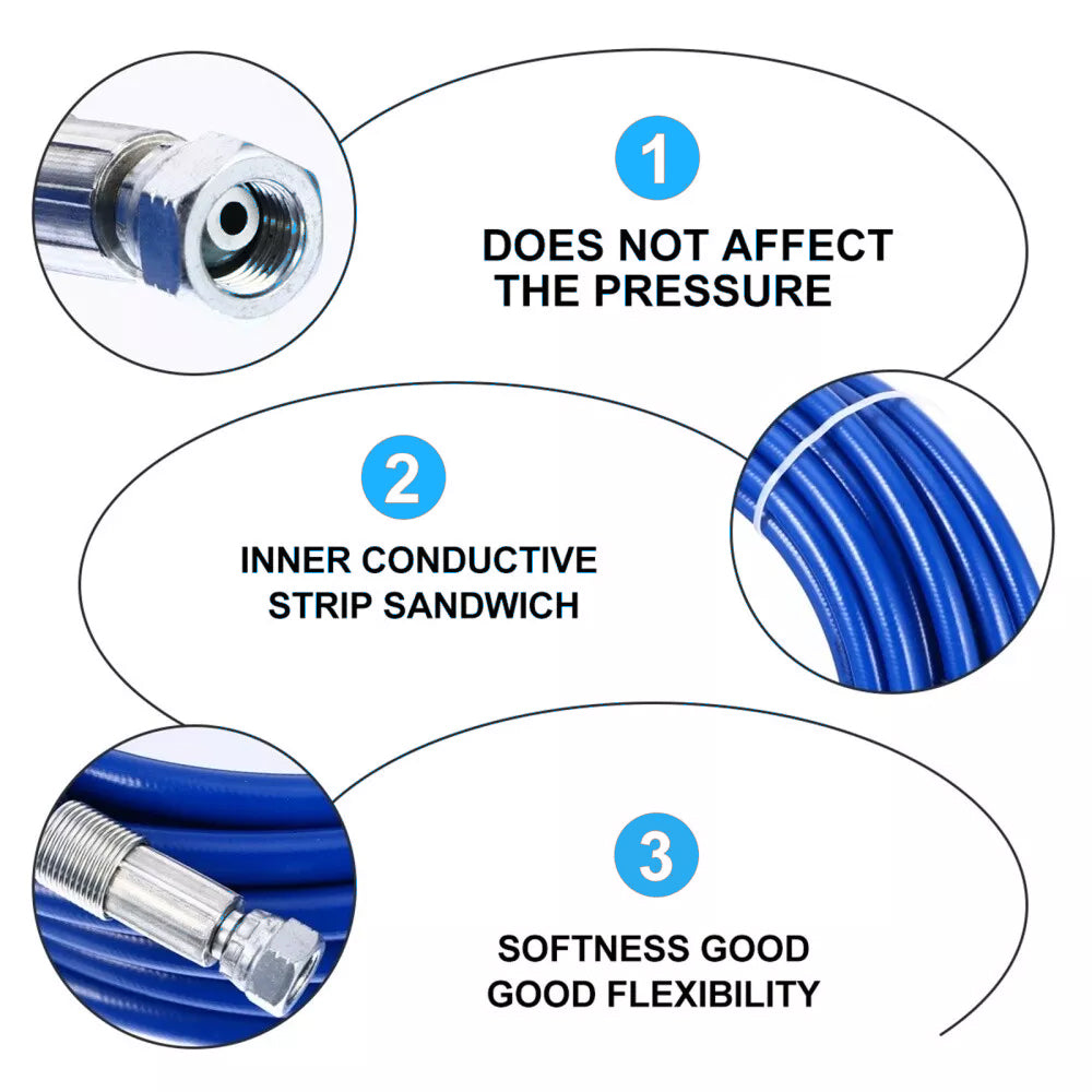 50Ft Airless Paint Sprayer Hose Set with 5Ft Whip Hose & 360 Swivel Joint for Graco Titan Wagner | 3300PSI