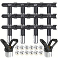 Aftermarket 14-Piece Airless Spray Tip & Guard Set - Compatible with Graco Titan Wagner (12 Precision Nozzles + 2 Tip Guards)