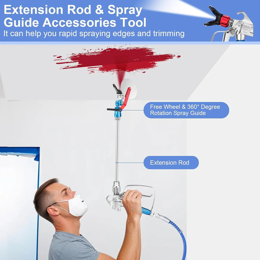 Aftermarket 22-Piece Professional Airless Paint Sprayer Mega Kit - 50ft High-Pressure Hose, Spray Gun, 6-Tip Set, Extension Rod & Spray Guide