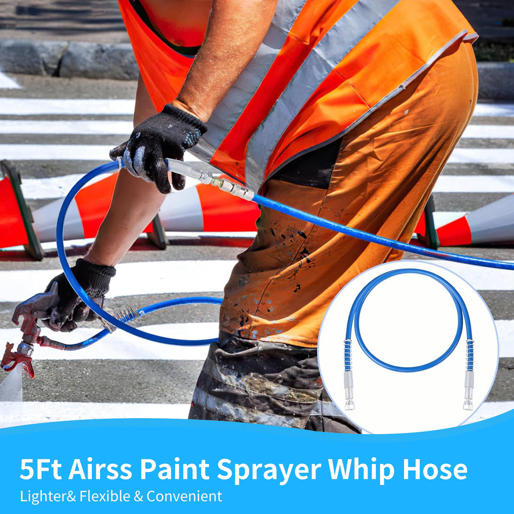 50Ft Airless Paint Sprayer Hose Set with 5Ft Whip Hose & 360 Swivel Joint for Graco Titan Wagner | 3300PSI
